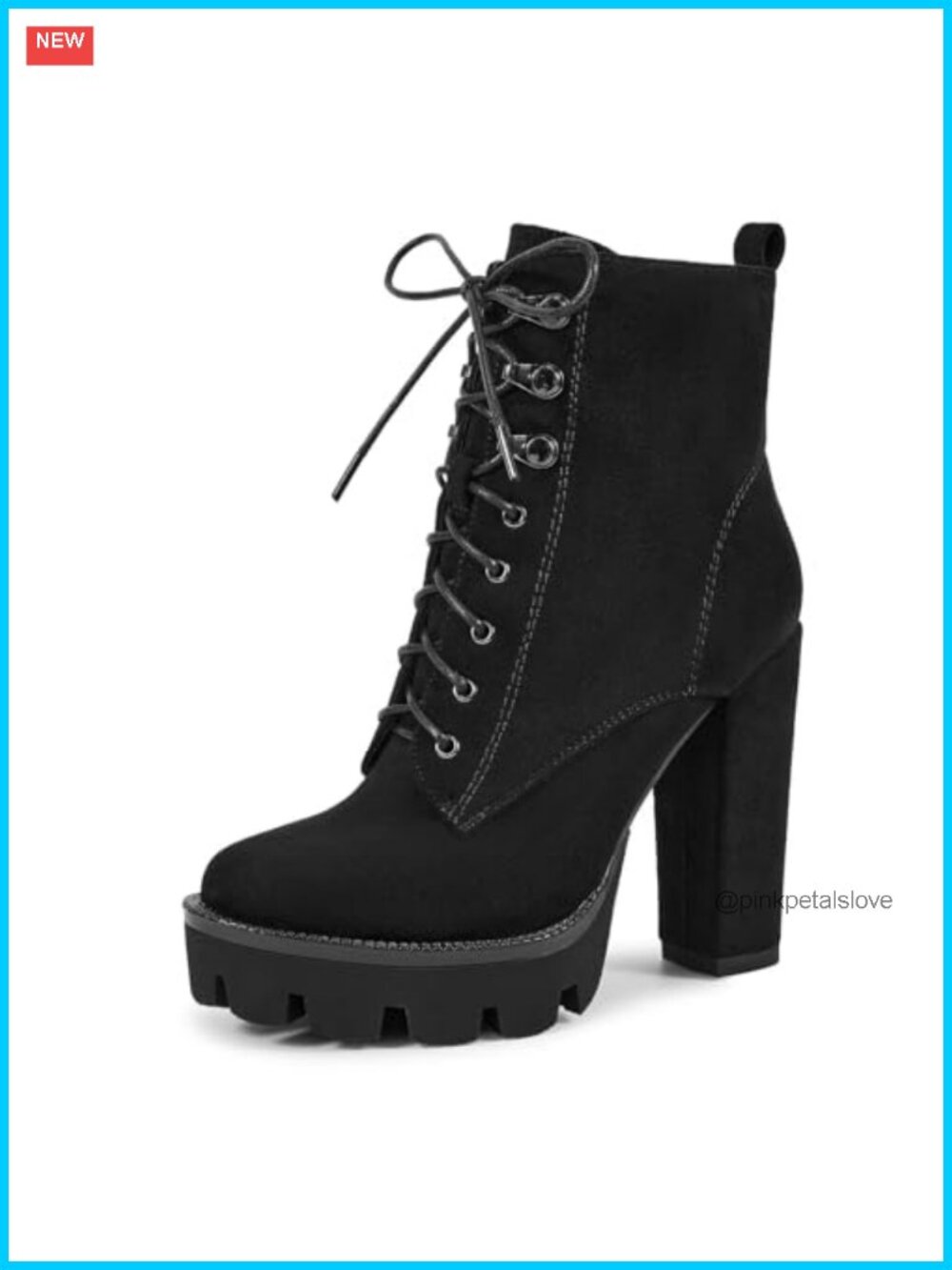 wetkiss Platform High Heel Combat Booties Lace Up Suede Women